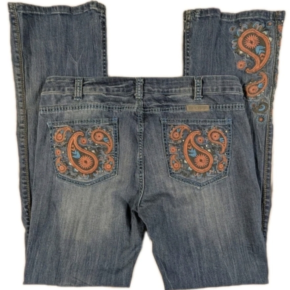 Cowgirl Tuff Company Womens 33x35 (37x35) Wild Paisley Embroidered Jeans - Picture 2 of 13